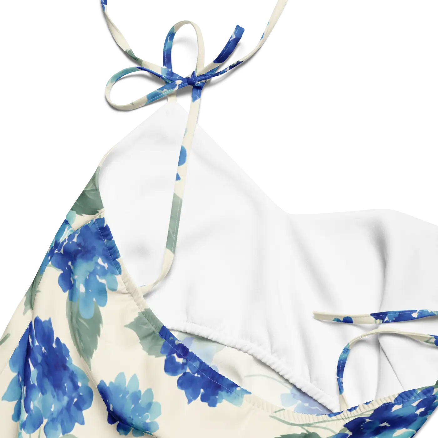 Blue Hydrangea Midi Dress - Built-In Bra and Tie Straps - DipaliZ