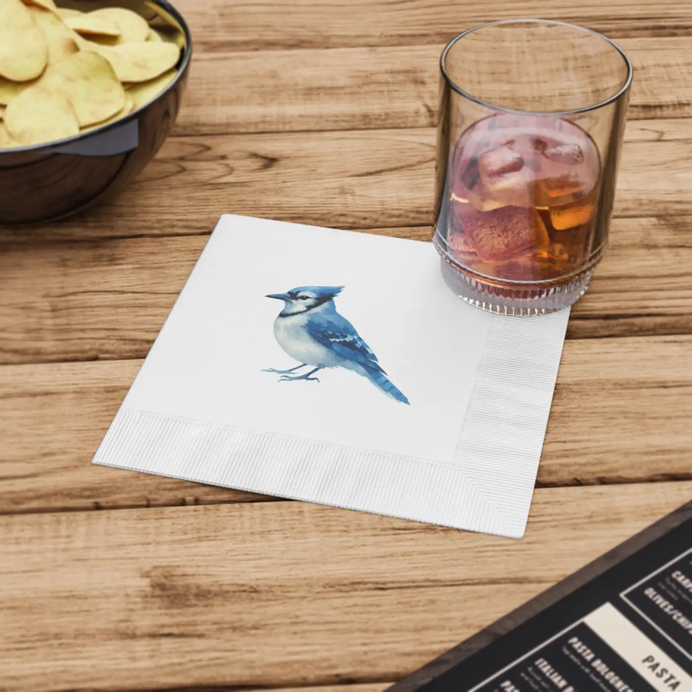Premium Blue Jay Party Napkins - Elegant White Coined - DipaliZ