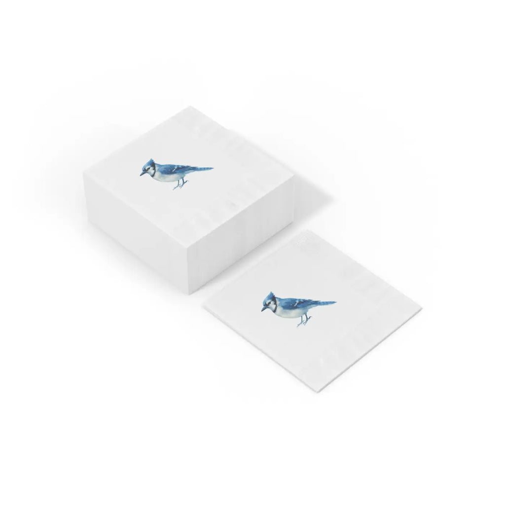 Premium Blue Jay Party Napkins - Elegant White Coined - DipaliZ
