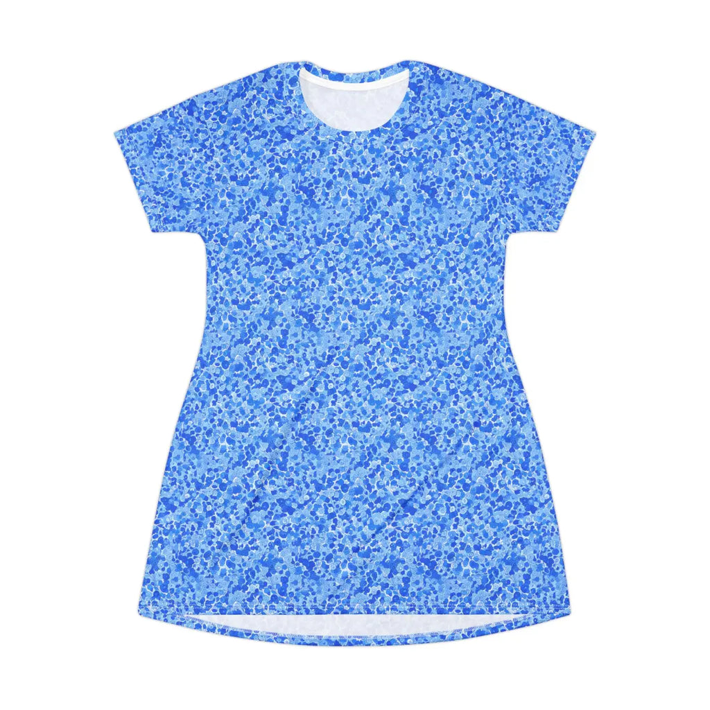 Blue Mosaic T-Shirt Dress - Casual Summer Beachwear - DipaliZ
