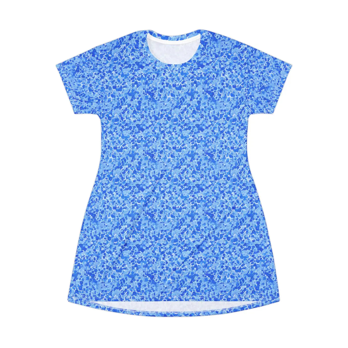 Blue Mosaic T-Shirt Dress - Casual Summer Beachwear - DipaliZ