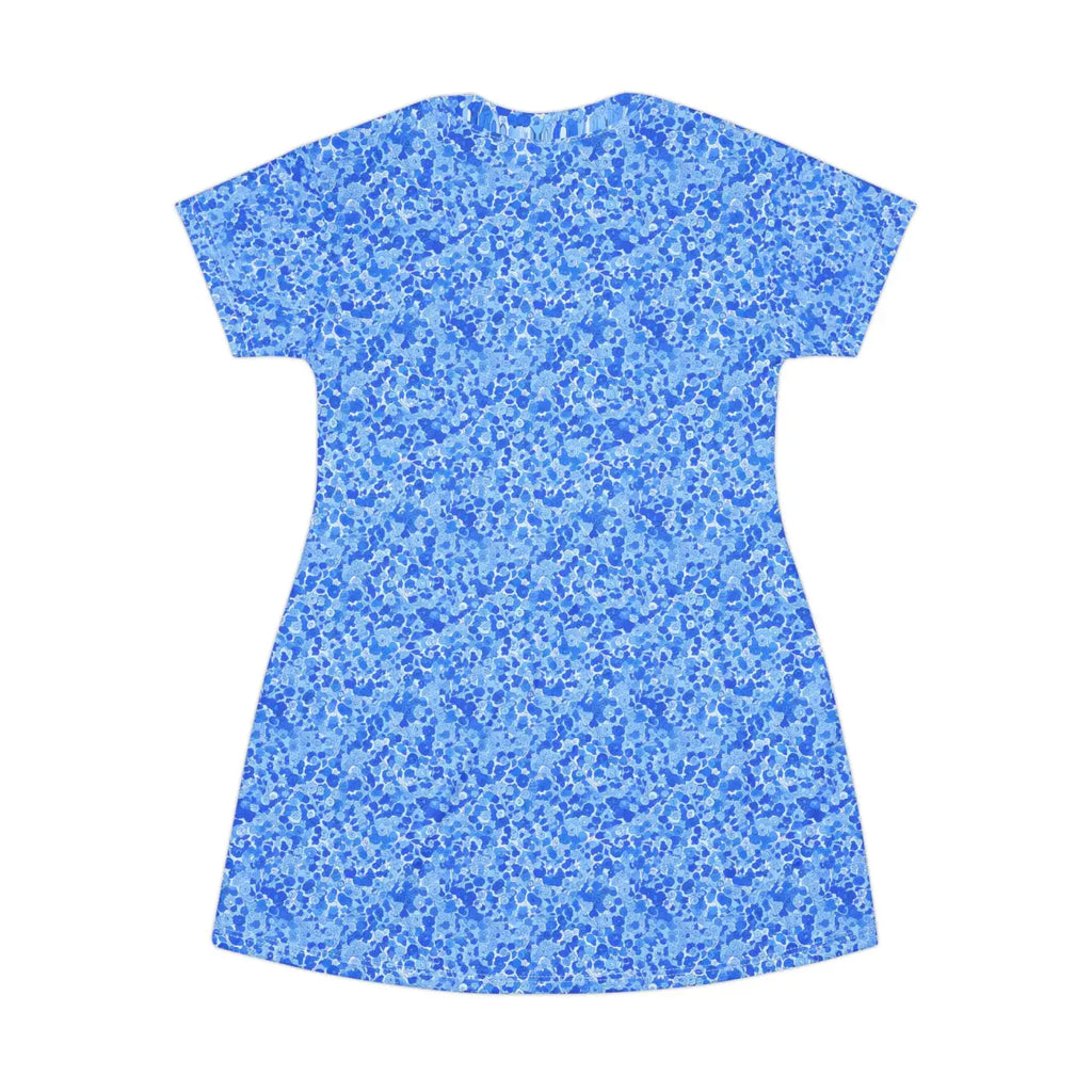 Blue Mosaic T-Shirt Dress - Casual Summer Beachwear - DipaliZ