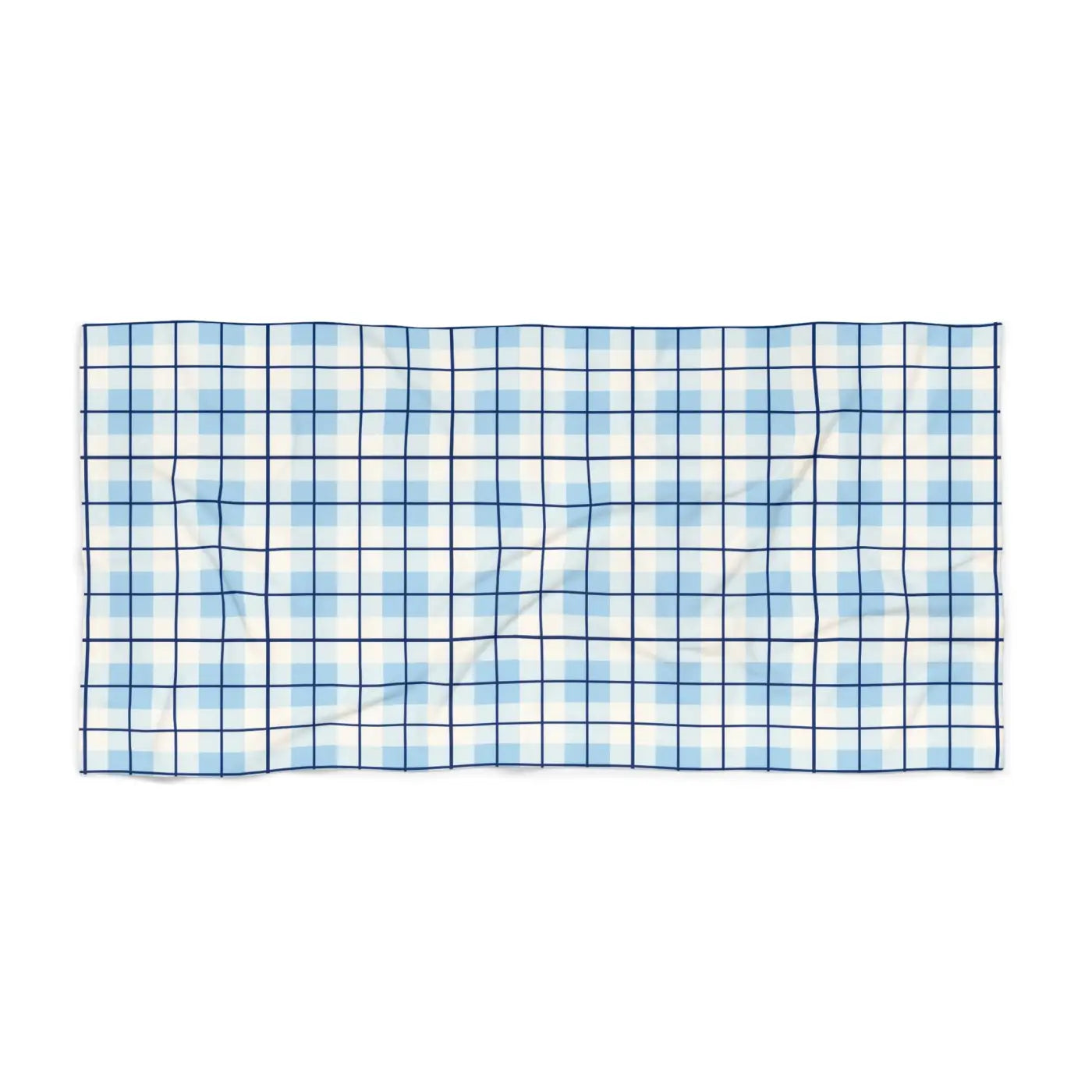 Blue Plaid Beach Towel - Cotton Loop Backing - DipaliZ