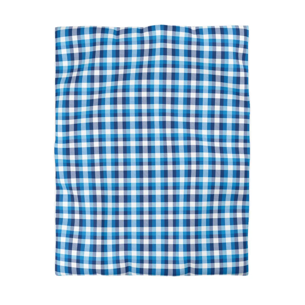 Blue Plaid Microfiber Duvet Cover - Cozy Brushed Bedding - DipaliZ