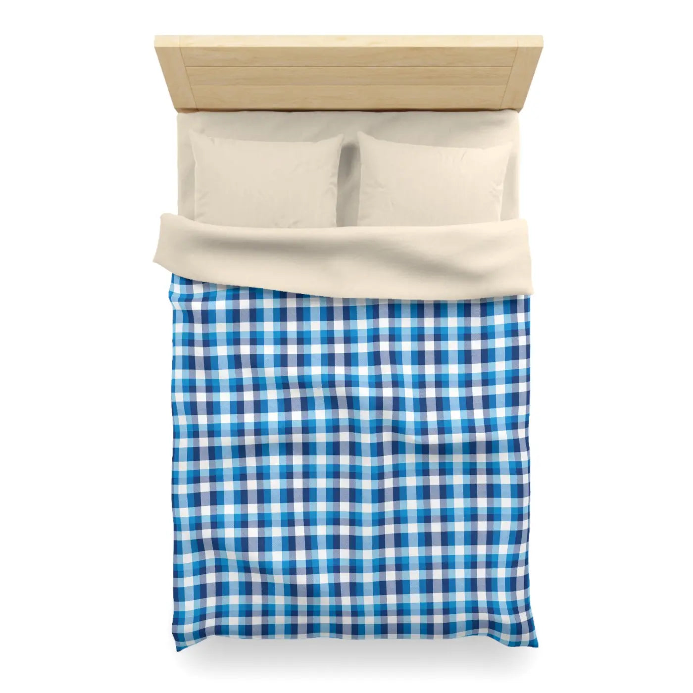 Blue Plaid Microfiber Duvet Cover - Cozy Brushed Bedding - DipaliZ