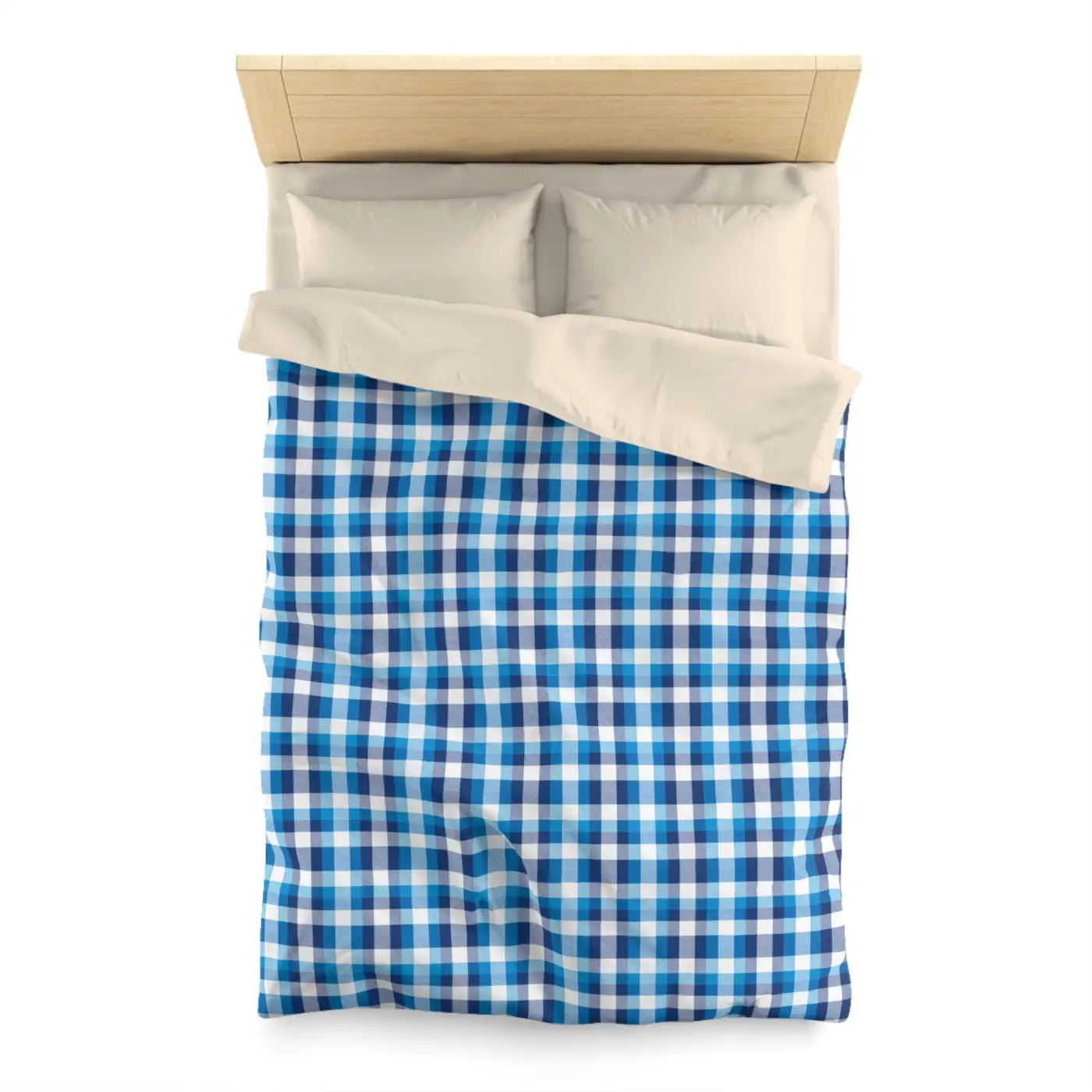 Blue Plaid Microfiber Duvet Cover - Cozy Brushed Bedding - DipaliZ