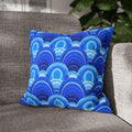 Blue Retro Wave Square Poly Canvas Cushion Cover - DipaliZ
