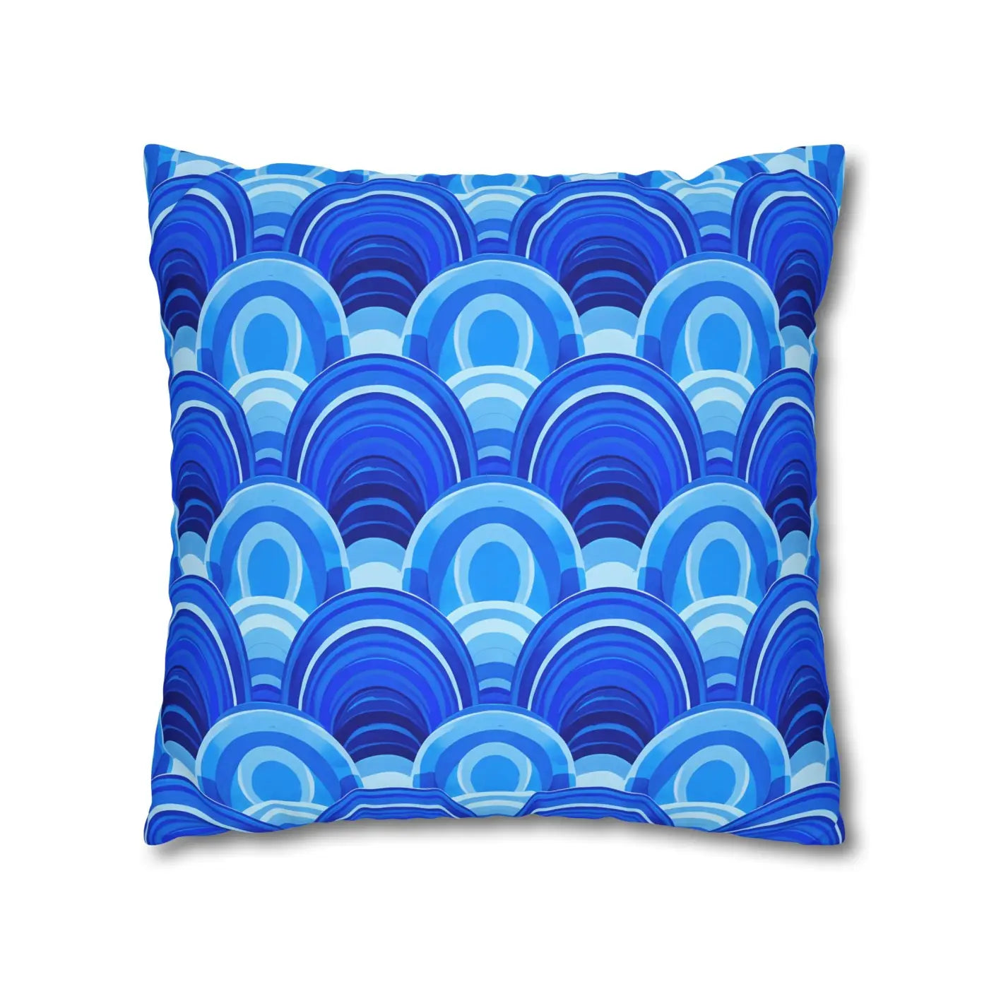 Blue Retro Wave Square Poly Canvas Cushion Cover - DipaliZ
