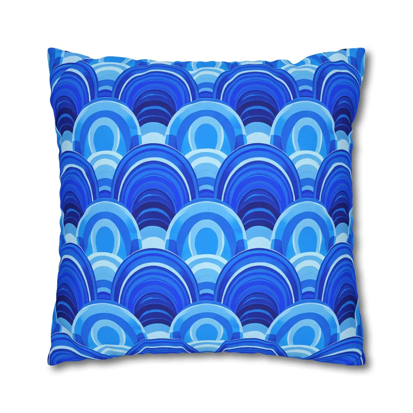Blue Retro Wave Square Poly Canvas Cushion Cover - DipaliZ