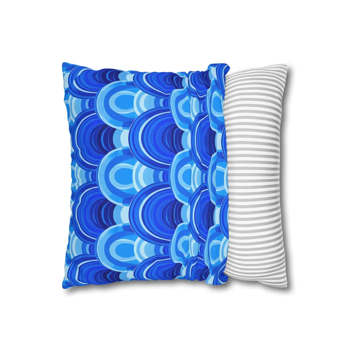 Blue Retro Wave Square Poly Canvas Cushion Cover - DipaliZ