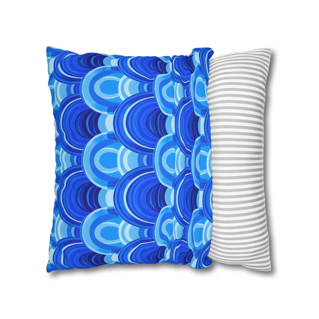 Blue Retro Wave Square Poly Canvas Cushion Cover - DipaliZ