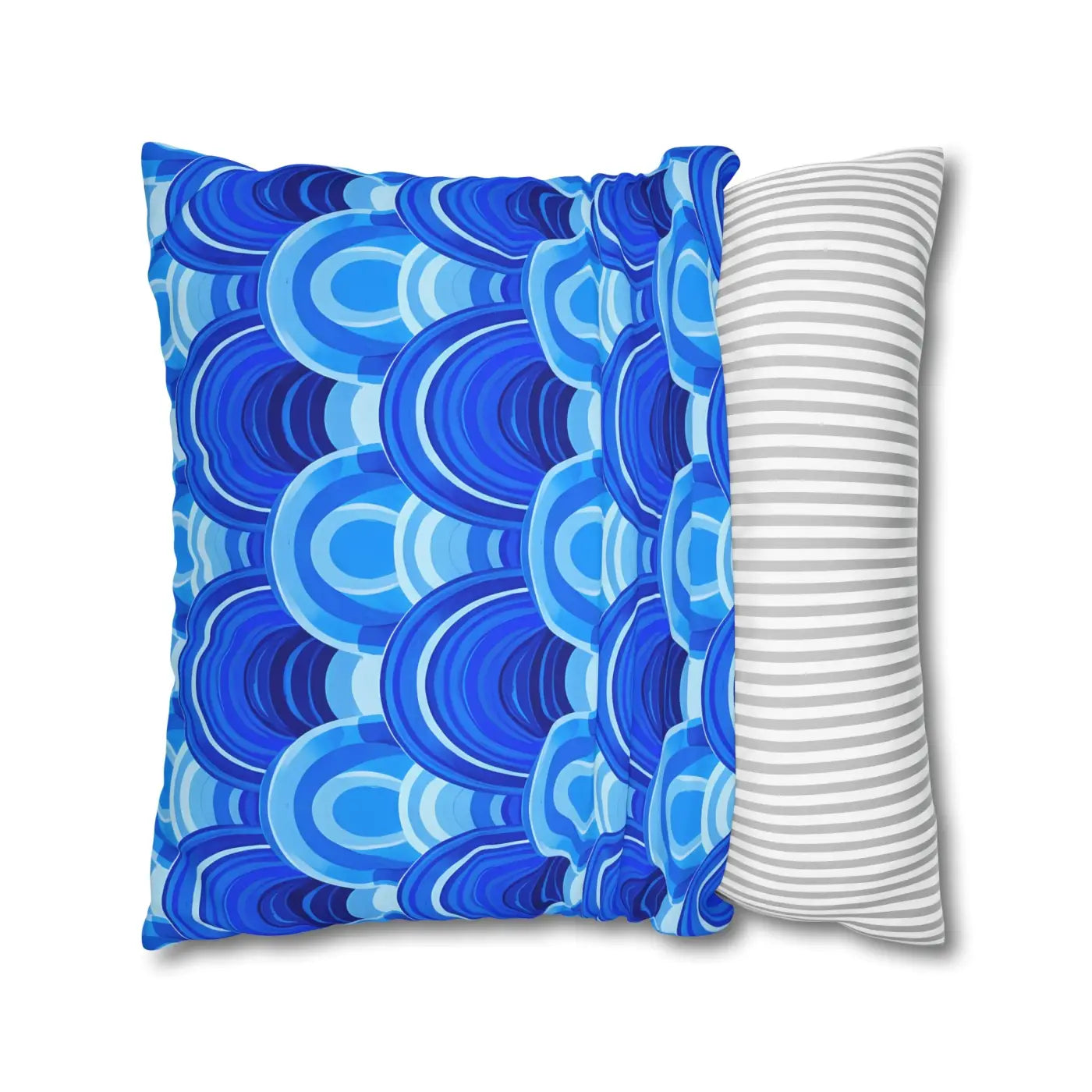 Blue Retro Wave Square Poly Canvas Cushion Cover - DipaliZ