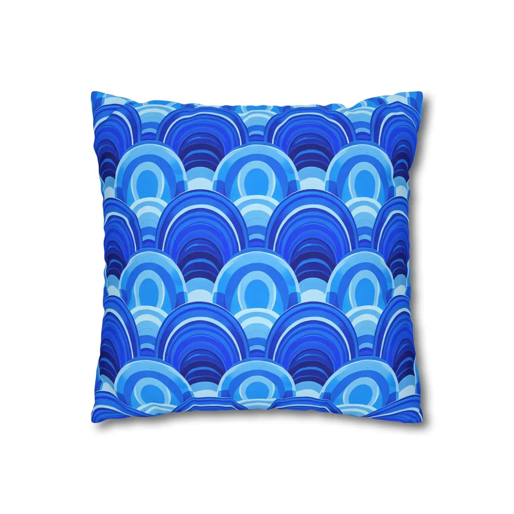Blue Retro Wave Square Poly Canvas Cushion Cover - DipaliZ