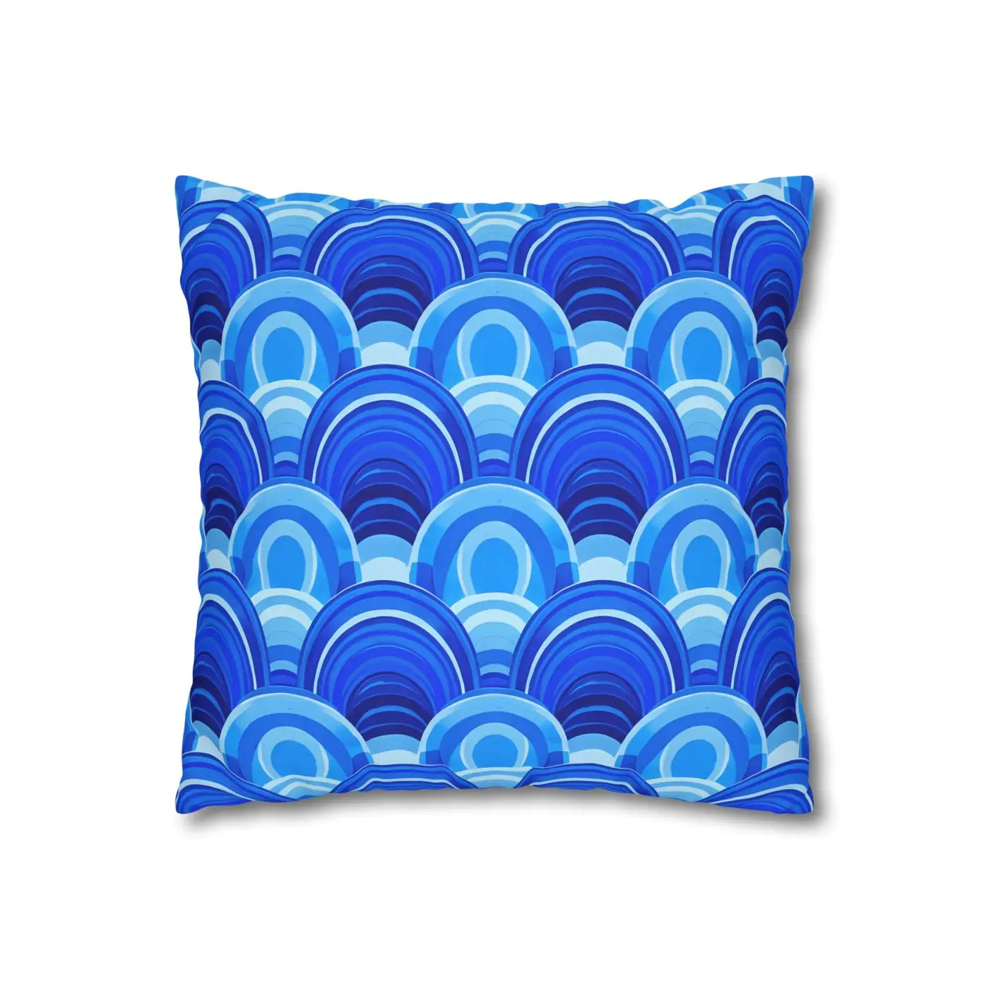 Blue Retro Wave Square Poly Canvas Cushion Cover - DipaliZ