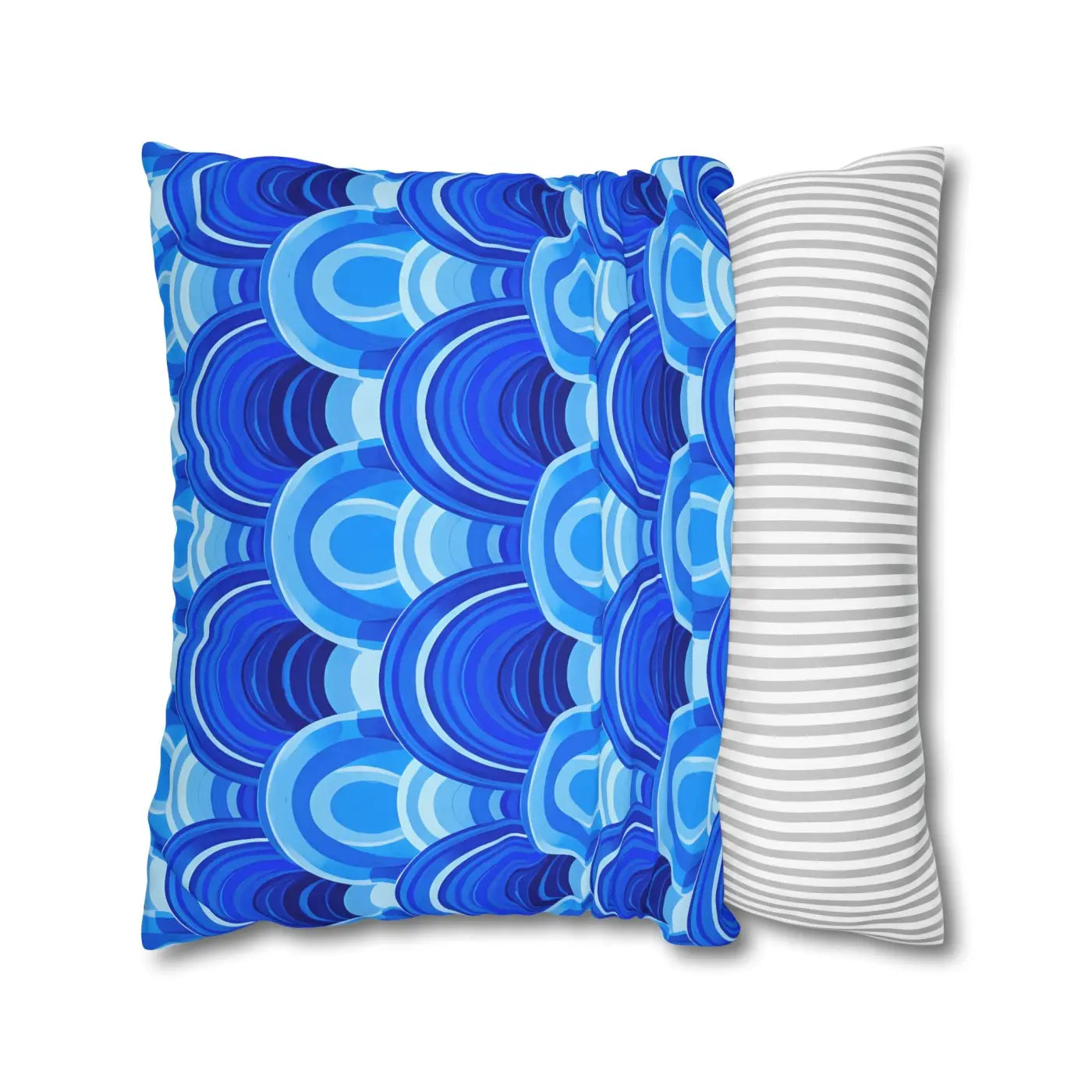 Blue Retro Wave Square Poly Canvas Cushion Cover - DipaliZ