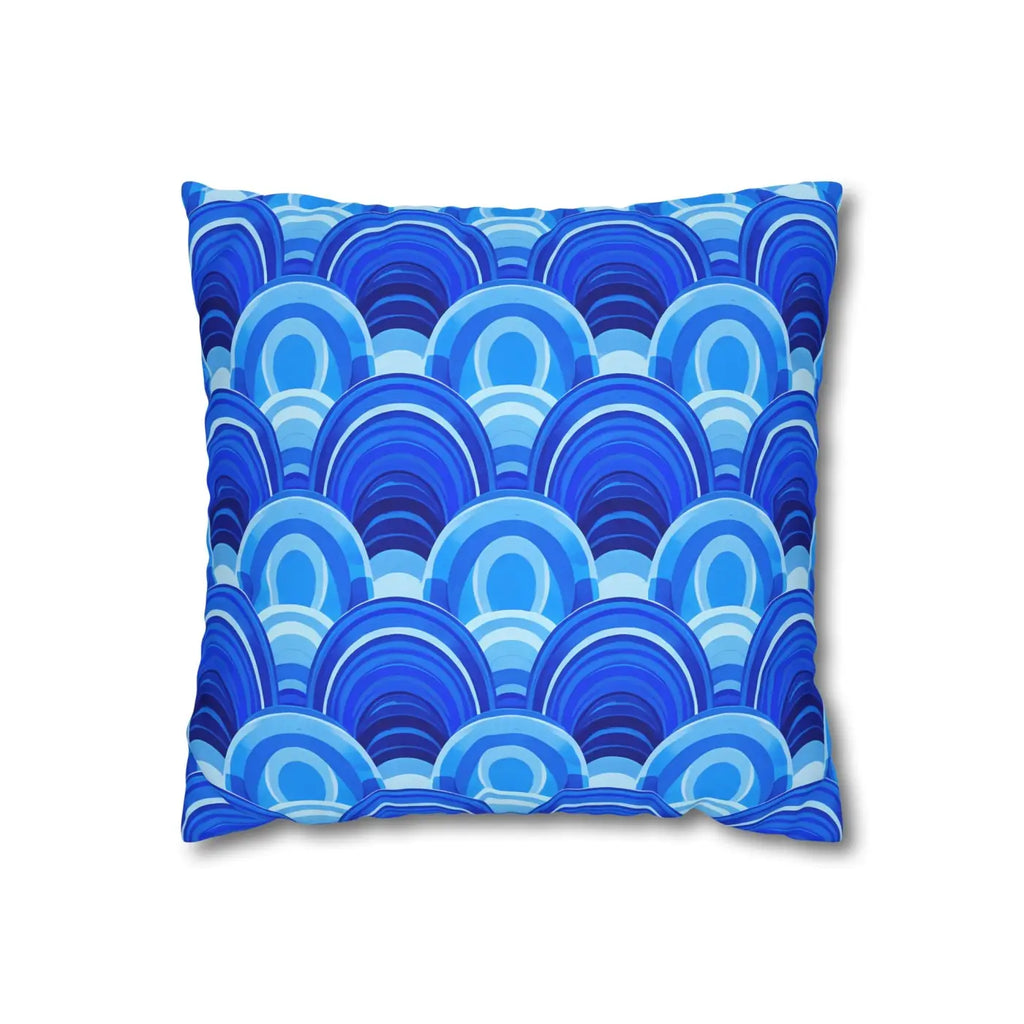Blue Retro Wave Square Poly Canvas Cushion Cover - DipaliZ