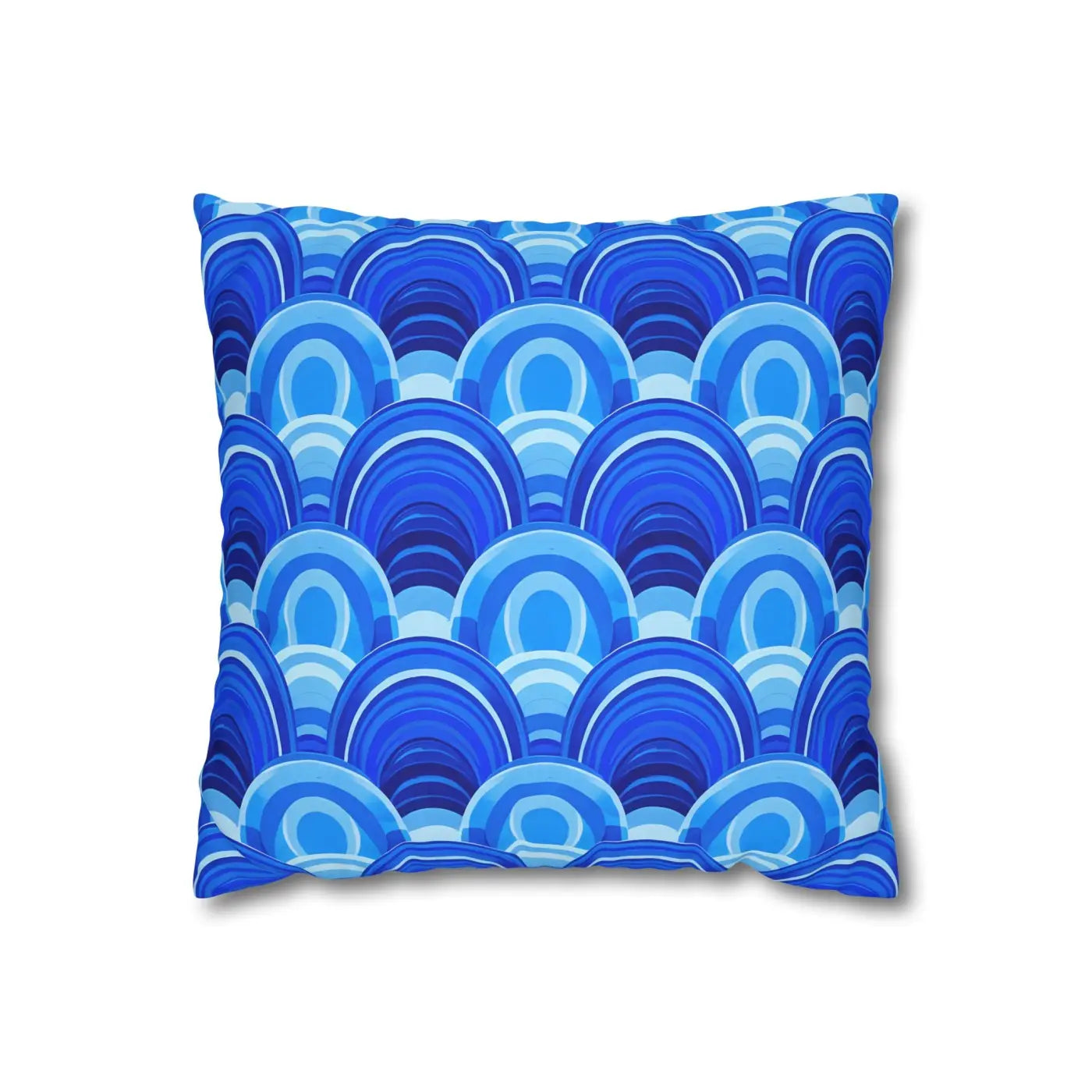 Blue Retro Wave Square Poly Canvas Cushion Cover - DipaliZ