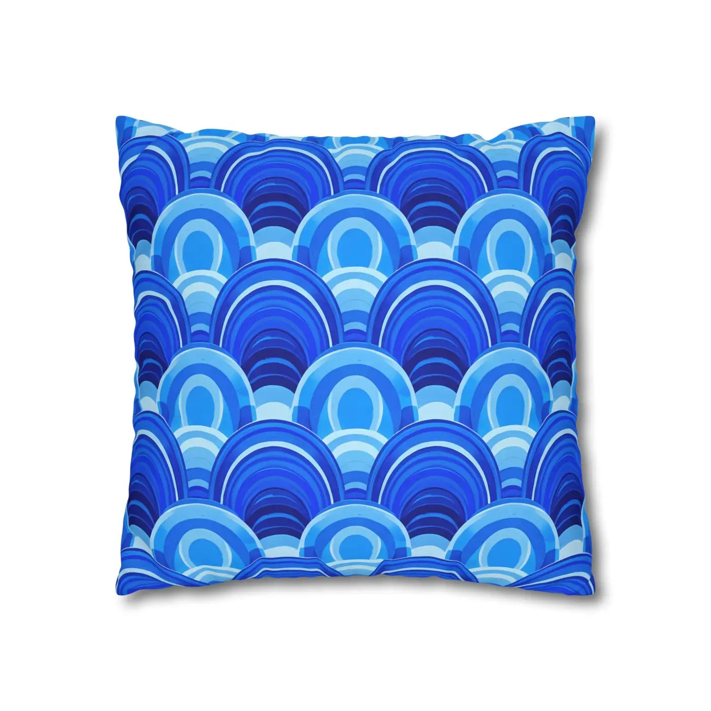 Blue Retro Wave Square Poly Canvas Cushion Cover - DipaliZ