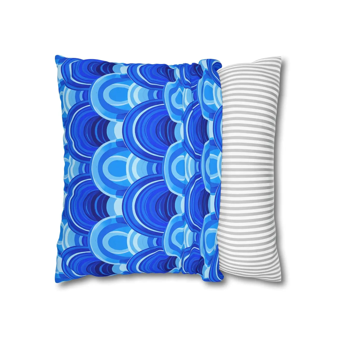 Blue Retro Wave Square Poly Canvas Cushion Cover - DipaliZ