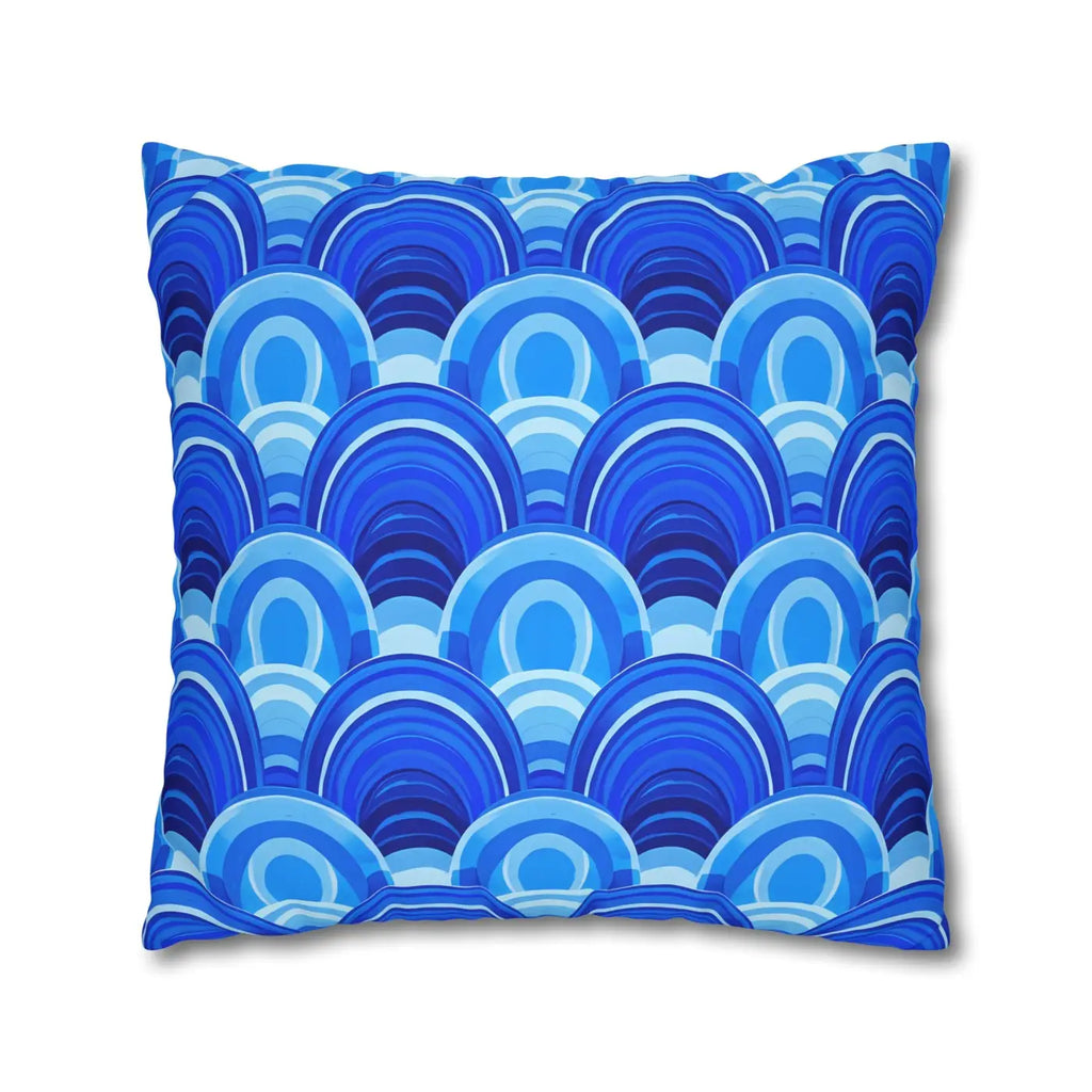 Blue Retro Wave Square Poly Canvas Cushion Cover - DipaliZ