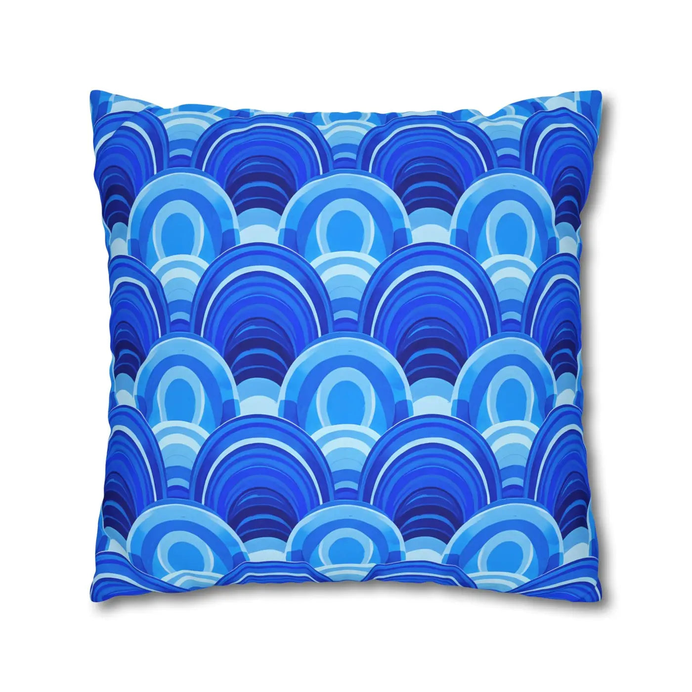 Blue Retro Wave Square Poly Canvas Cushion Cover - DipaliZ