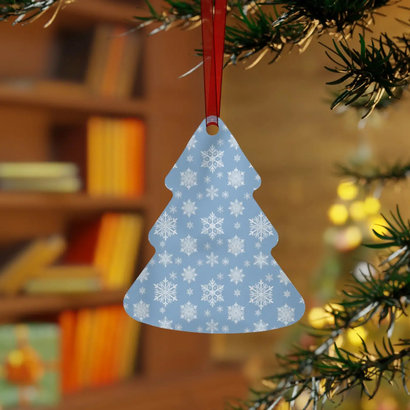 White Aluminum Metal Ornament - Winter Snow Design - DipaliZ