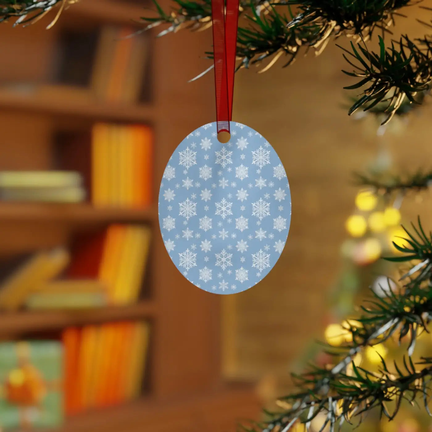 White Aluminum Metal Ornament - Winter Snow Design - DipaliZ