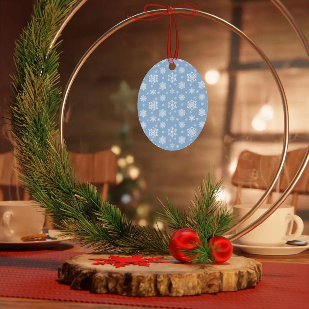 White Aluminum Metal Ornament - Winter Snow Design - DipaliZ