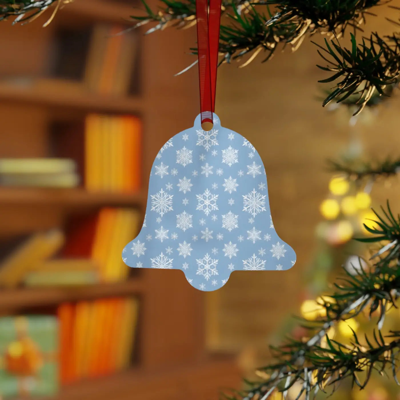White Aluminum Metal Ornament - Winter Snow Design - DipaliZ