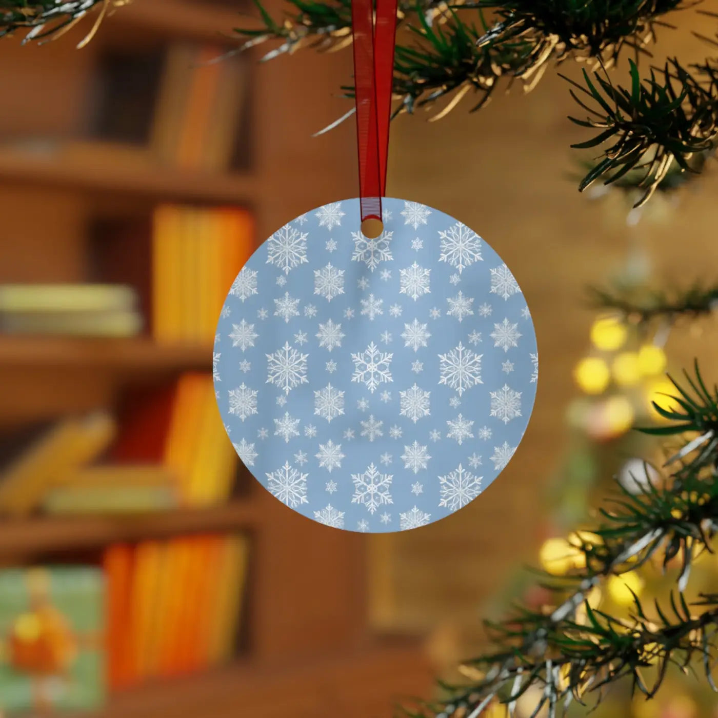 White Aluminum Metal Ornament - Winter Snow Design - DipaliZ