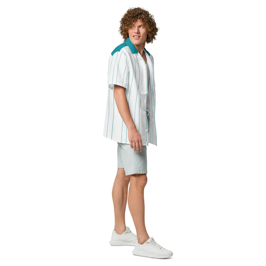 Leaf Emblem Shirt - Moisture Wicking Cool Blue Stripes - DipaliZ