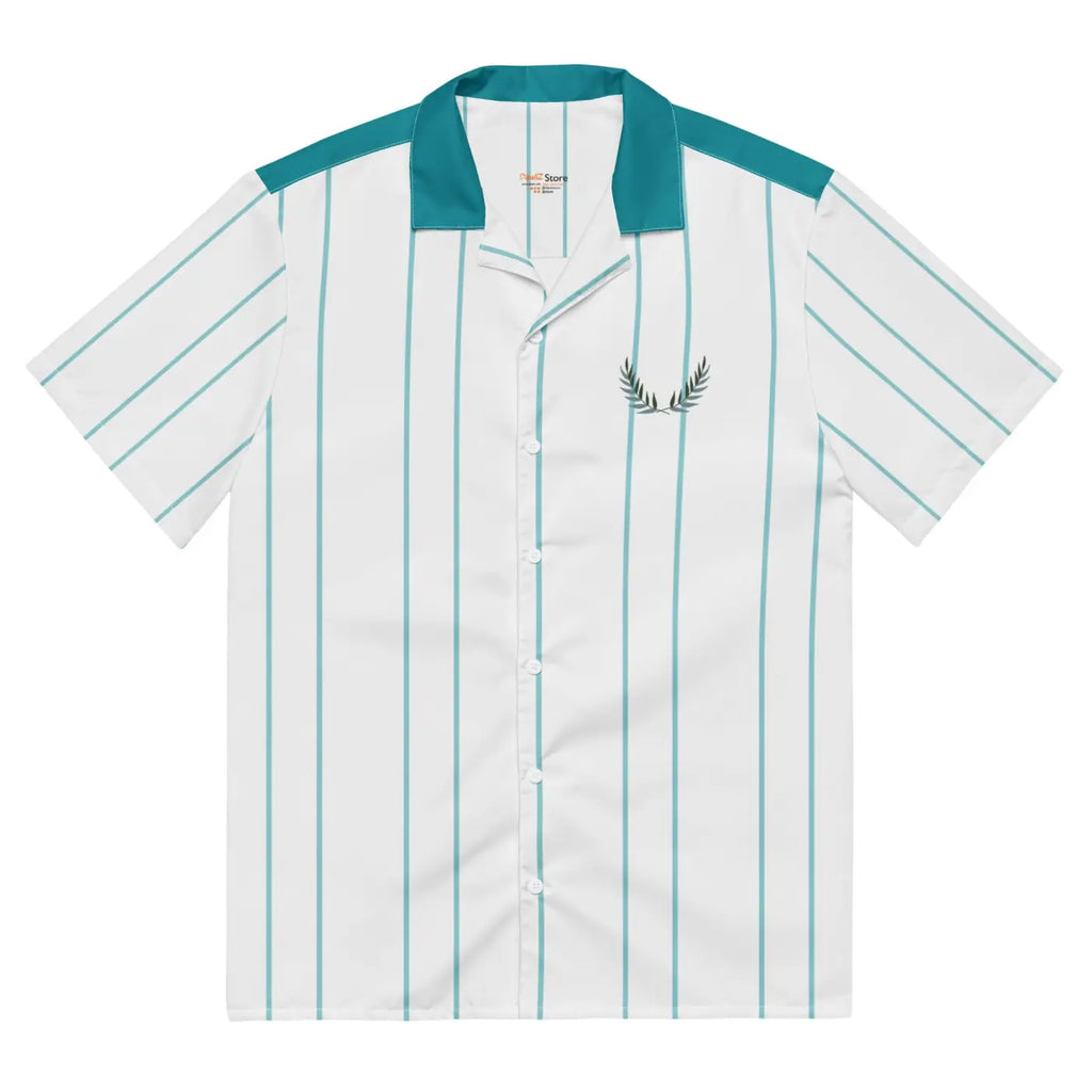 Leaf Emblem Shirt - Moisture Wicking Cool Blue Stripes - DipaliZ