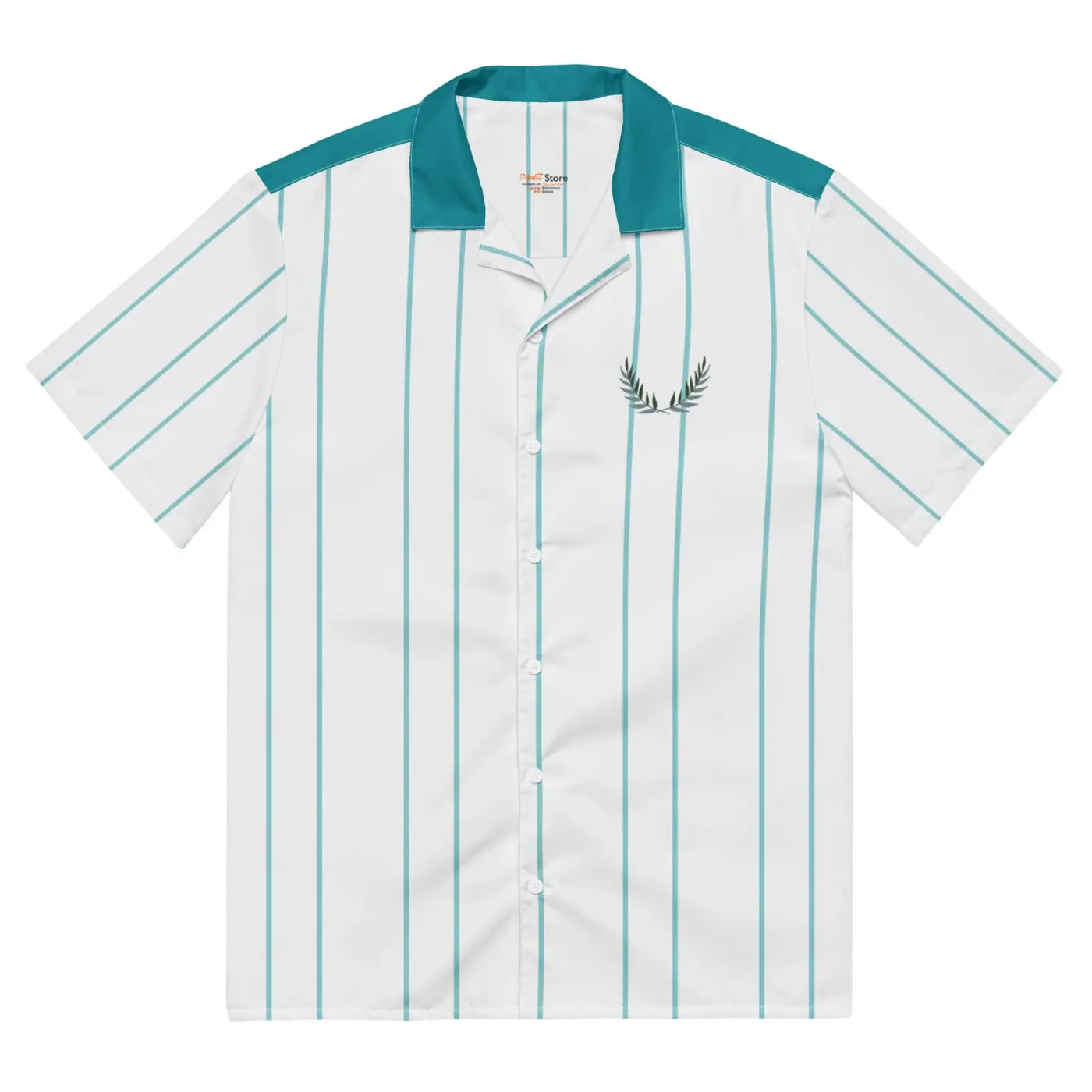 Leaf Emblem Shirt - Moisture Wicking Cool Blue Stripes - DipaliZ