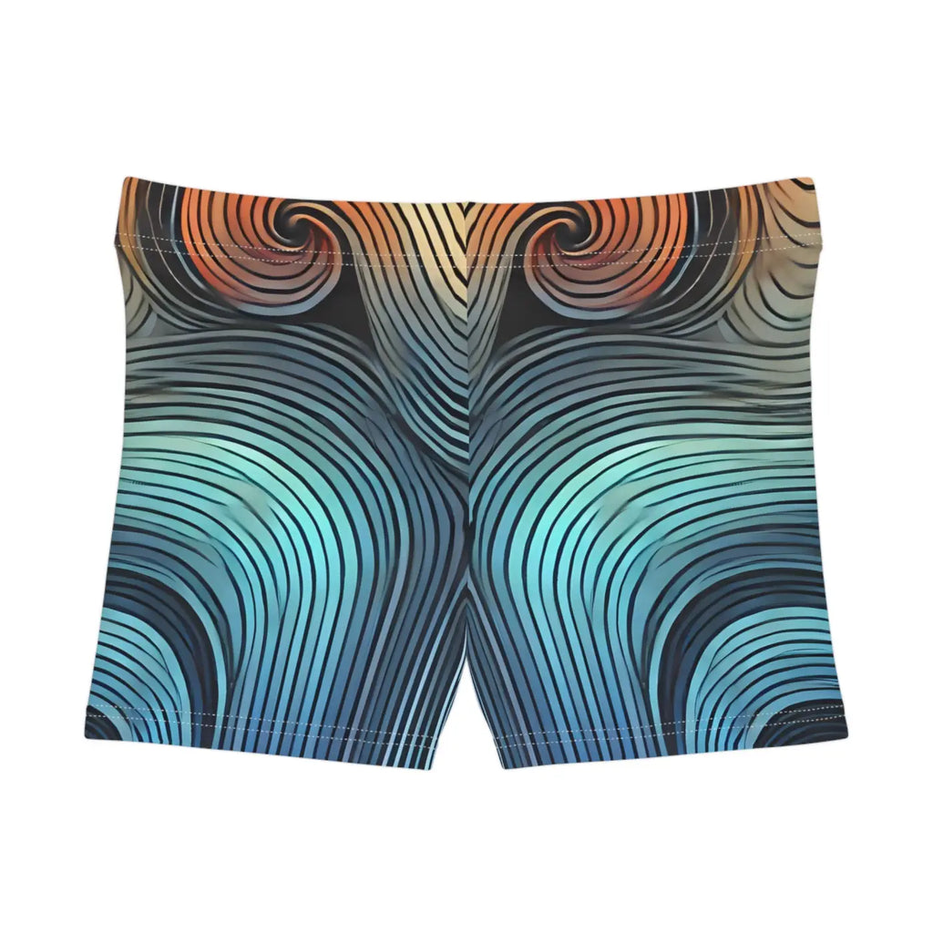 Blue Wavy Stripes Women's Shorts - Moisture-Wicking Fabric - DipaliZ