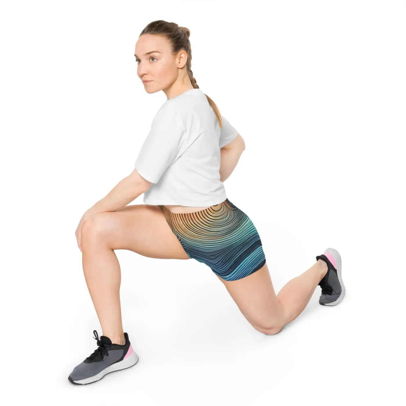 Blue Wavy Stripes Women's Shorts - Moisture-Wicking Fabric - DipaliZ
