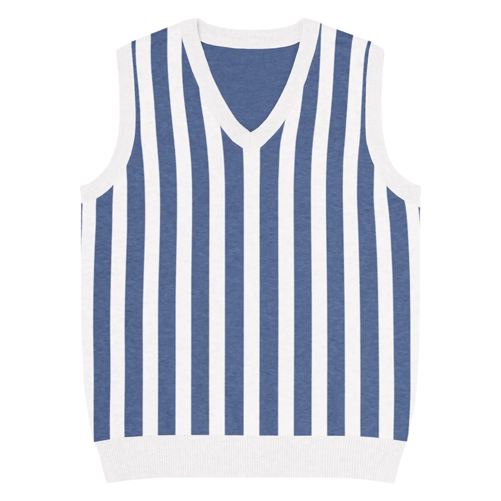 Stripe Knit Vest - Nautical Style with Jacquard Detailing - DipaliZ