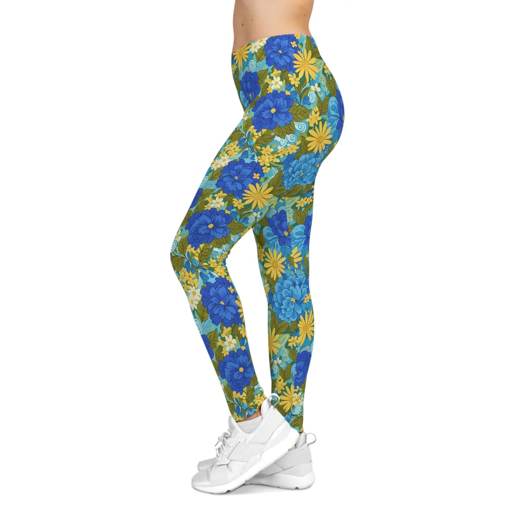 Yellow Floral Leggings - Vibrant Yoga Everyday Wear - DipaliZ