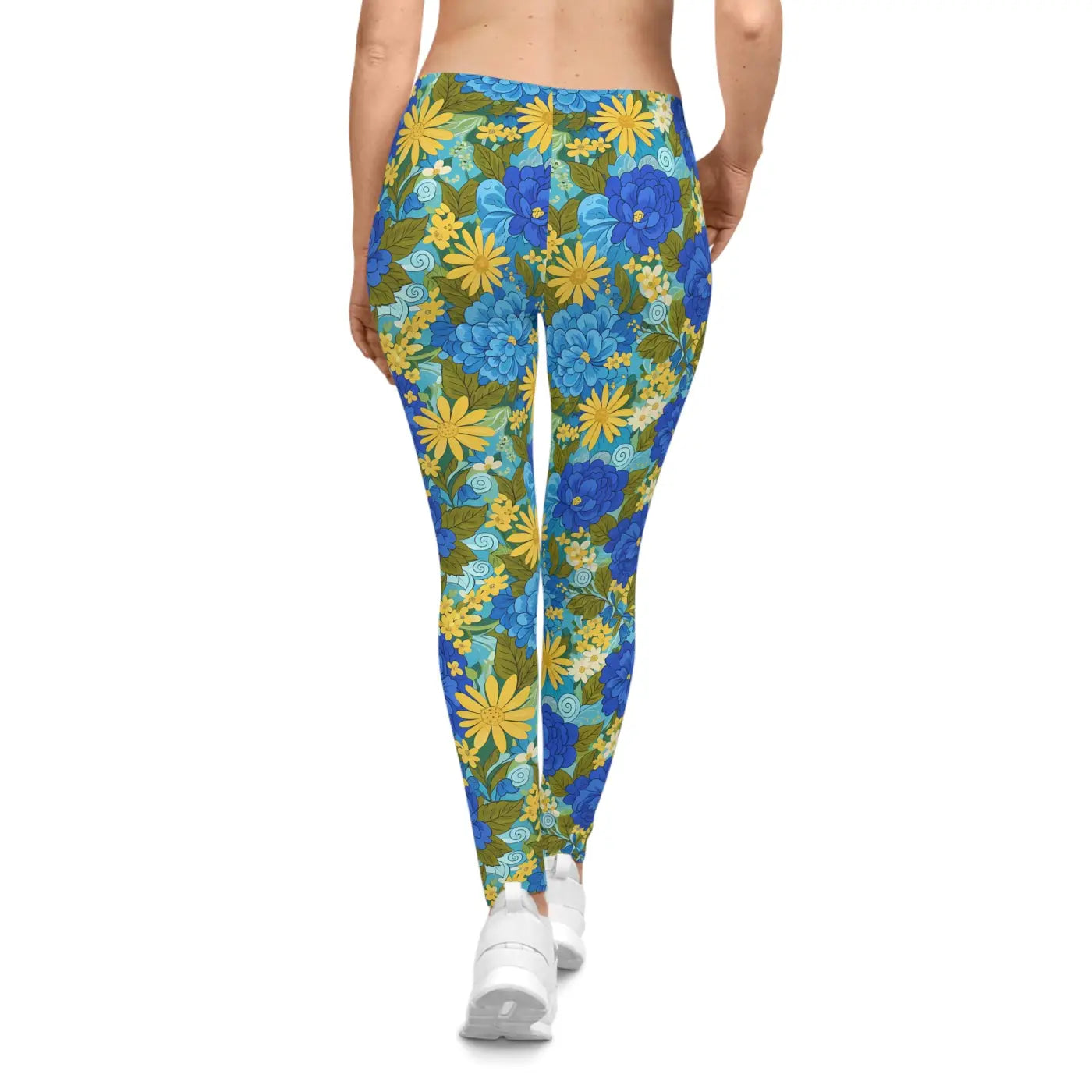 Yellow Floral Leggings - Vibrant Yoga Everyday Wear - DipaliZ