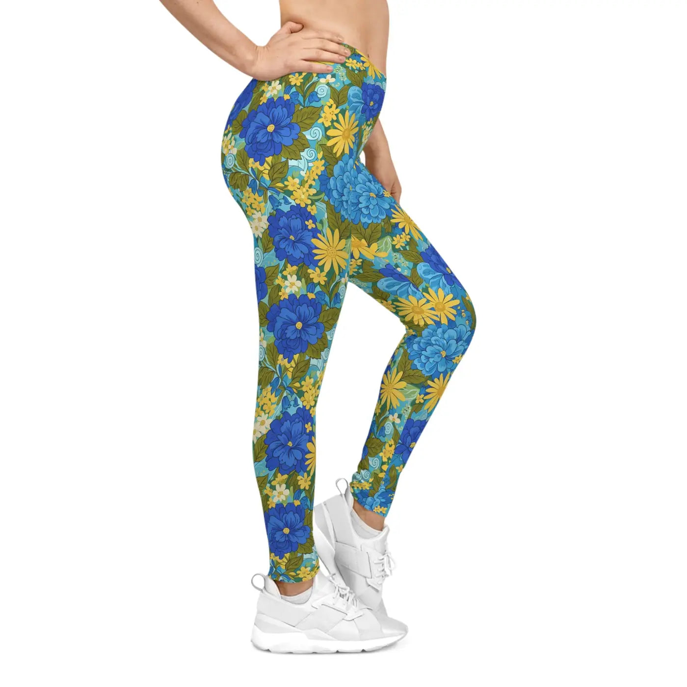 Yellow Floral Leggings - Vibrant Yoga Everyday Wear - DipaliZ