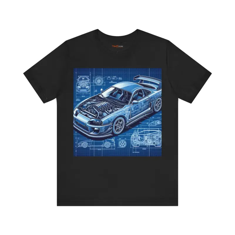Unisex Jersey Short Sleeve Tee - Car Blueprint Design - DipaliZ