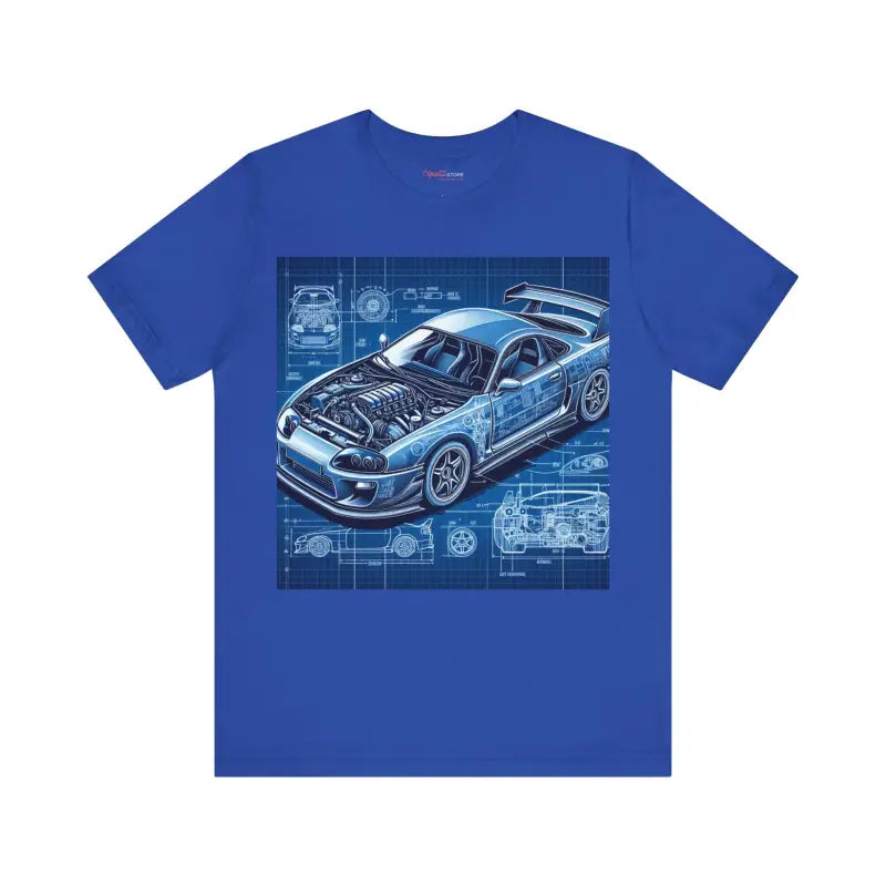 Unisex Jersey Short Sleeve Tee - Car Blueprint Design - DipaliZ