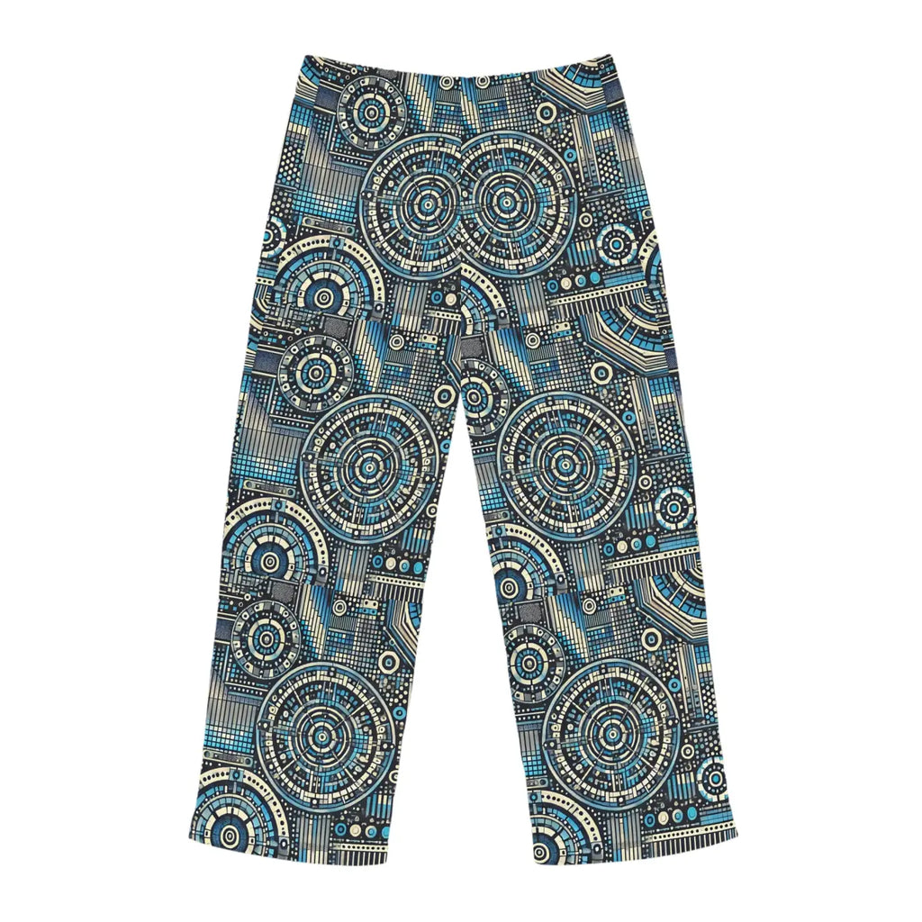 Geometrical Pajama Pants - Bluish Polyester Jersey Knit - DipaliZ