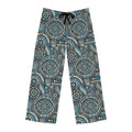 Geometrical Pajama Pants - Bluish Polyester Jersey Knit - DipaliZ