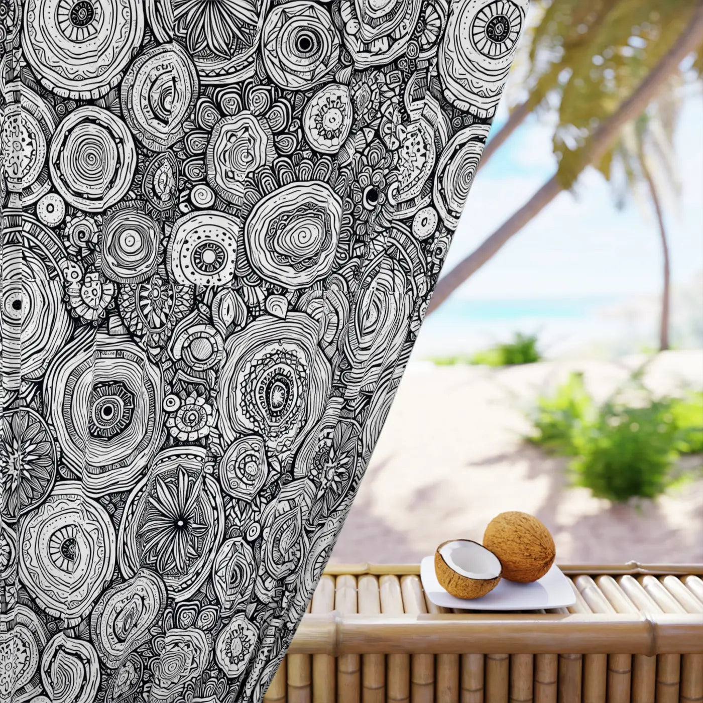Trees Window Curtain - Bohemian Annual Rings Home Decor - DipaliZ