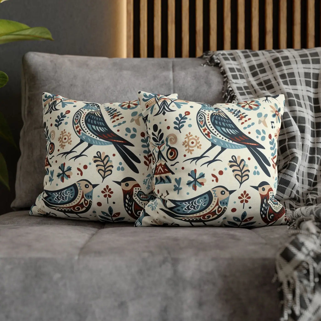 Bohemian Bird Print Pillowcase - Decorative Spun Polyester - DipaliZ