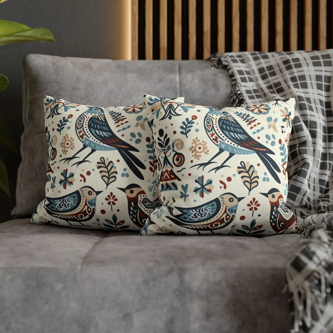 Bohemian Bird Print Pillowcase - Decorative Spun Polyester - DipaliZ
