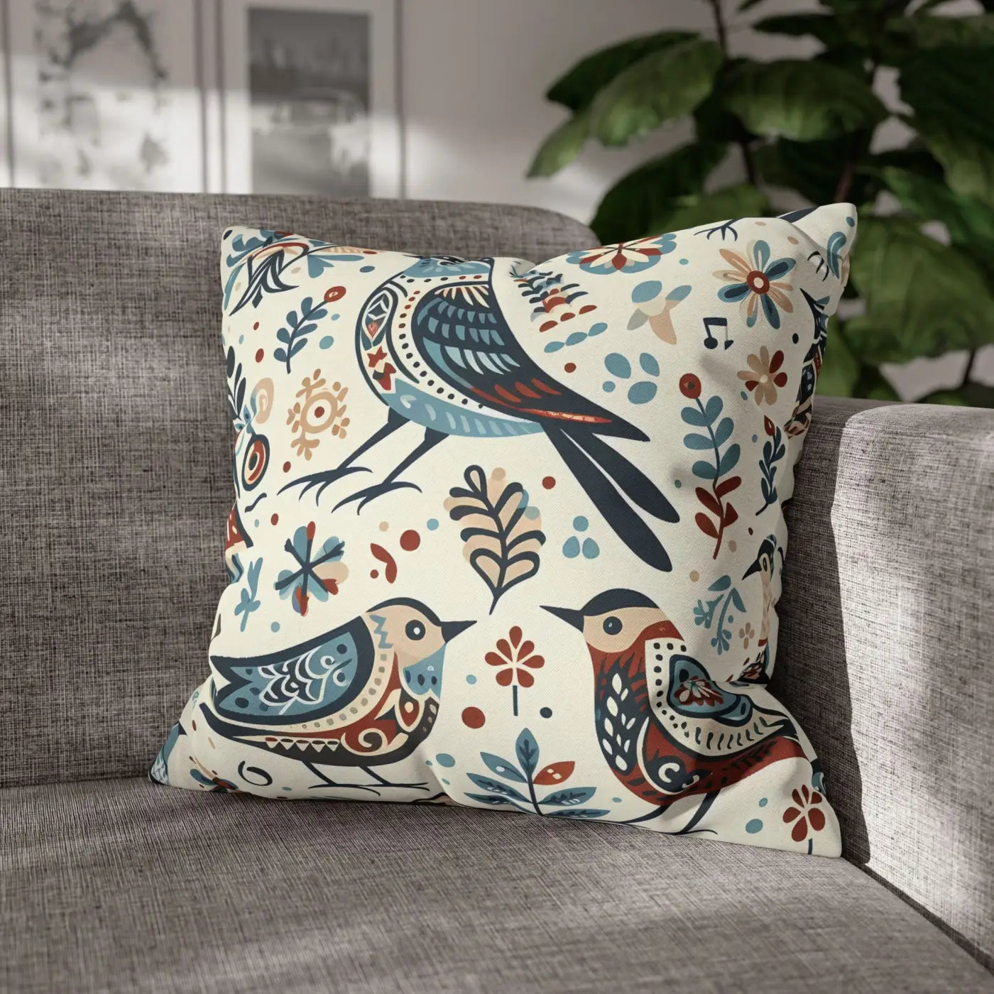 Bohemian Bird Print Pillowcase - Decorative Spun Polyester - DipaliZ