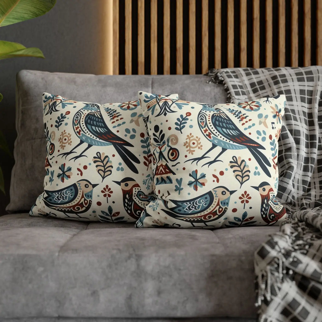 Bohemian Bird Print Pillowcase - Decorative Spun Polyester - DipaliZ