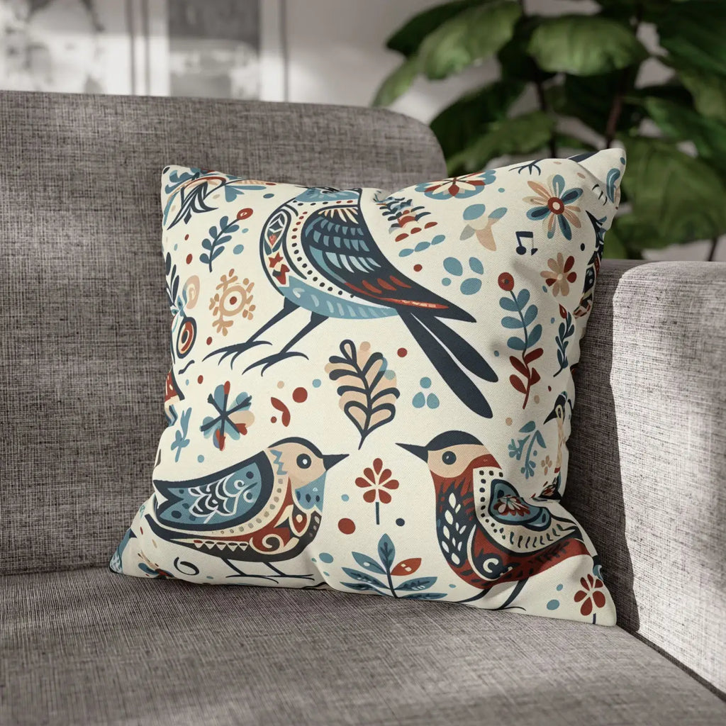 Bohemian Bird Print Pillowcase - Decorative Spun Polyester - DipaliZ