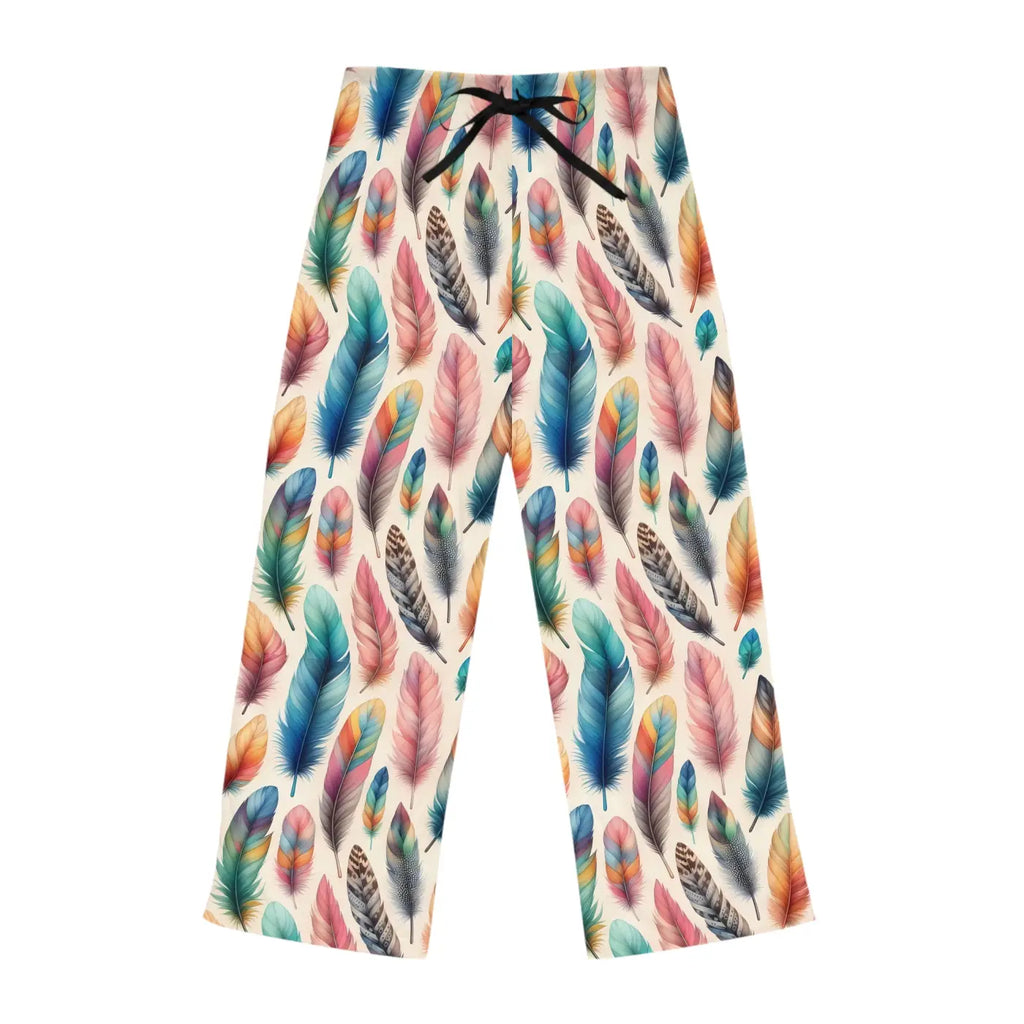 Stylish Cozy Women's Pajama Pants - Bohemian Feather Print - DipaliZ